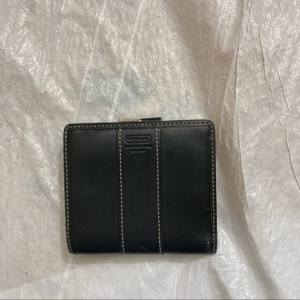 Coach vintage y2k small black leather wallet - Picture 4 of 10